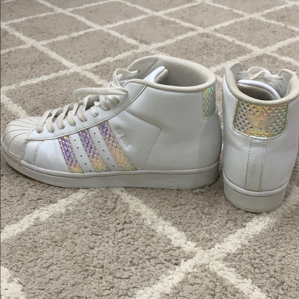 Adidas tennis shoes white metallic